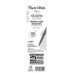 Paper Mate Flair Felt Tip Pens, Medium Point (0.7mm), Black, 2 Count