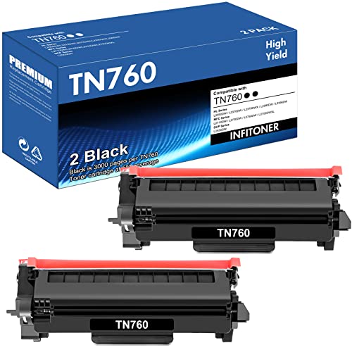 TN760 Toner for Brother Printer Compatible Replacement for Brother TN-760 TN 760 TN-730 TN730 TN 760 for MFC-L2710DW MFC-L2750DW HL-L2395DW L2710DW L2750DW L2370DW Printer Toner TN-730/TN-760 2 Pack