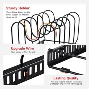 Mr Rabbi Pots and Pans Organizer Rack For Cabinet, 2 Pack Pot Lid Organizers, Or 1 Expandable Pot Rack For Kitchen Cabinet Pantry Bakeware Lid Holder with 10 Adjustable Compartments