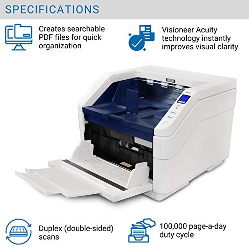Visioneer Xerox W110 Scanner, USB Office Duplex Production Scanner for PC, 120 PPM, 500 Page Automatic Document Feeder (ADF)