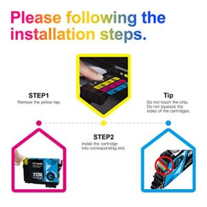 Uniwork Remanufactured Ink Cartridge Replacement for Epson 212XL 212 XL T212XL T212 to use with XP-4100 XP-4105 WF-2830 WF-2850 Printer Tray (Black, Cyan, Magenta, Yellow, 4 Pack)