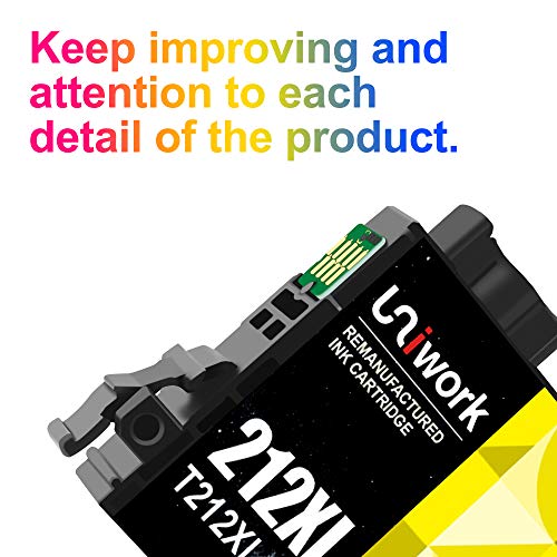 Uniwork Remanufactured Ink Cartridge Replacement for Epson 212XL 212 XL T212XL T212 to use with XP-4100 XP-4105 WF-2830 WF-2850 Printer Tray (Black, Cyan, Magenta, Yellow, 4 Pack)