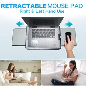 MAX SMART Portable Laptop Lap Pad, Laptop Desk with Retractable Mouse Tray, Anti-Slip Heat Shield Notebook Computer Stand Table, Working Station for Home, Office, Recliner, Business and Travel