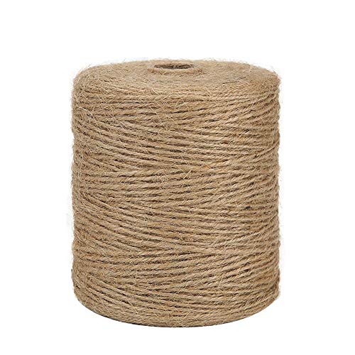 Tenn Well Natural Jute Twine, 3Ply 984Feet Arts and Crafts Jute Rope Industrial Packing Materials Packing String for Gifts, DIY Crafts, Decoration, Bundling, Gardening and Recycling