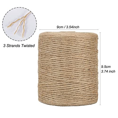 Tenn Well Natural Jute Twine, 3Ply 984Feet Arts and Crafts Jute Rope Industrial Packing Materials Packing String for Gifts, DIY Crafts, Decoration, Bundling, Gardening and Recycling