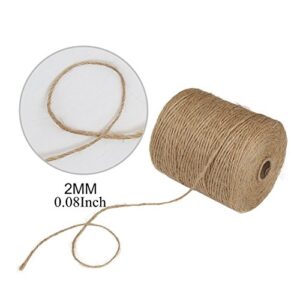 Tenn Well Natural Jute Twine, 3Ply 984Feet Arts and Crafts Jute Rope Industrial Packing Materials Packing String for Gifts, DIY Crafts, Decoration, Bundling, Gardening and Recycling