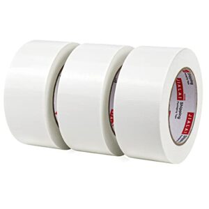 jialai home 3 pack heavy duty white duct tape, 2 inches x 30 yards, 8.27 mil, strong, flexible, no residue, all-weather and tear by hand – for repairs, industrial, professional use