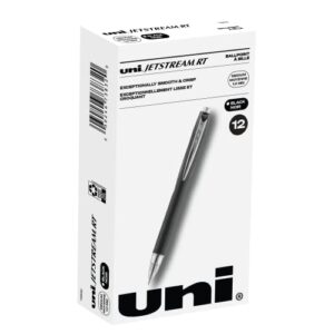 uni-ball jetstream rt retractable ballpoint pens medium point, 1mm, black, 12 pack