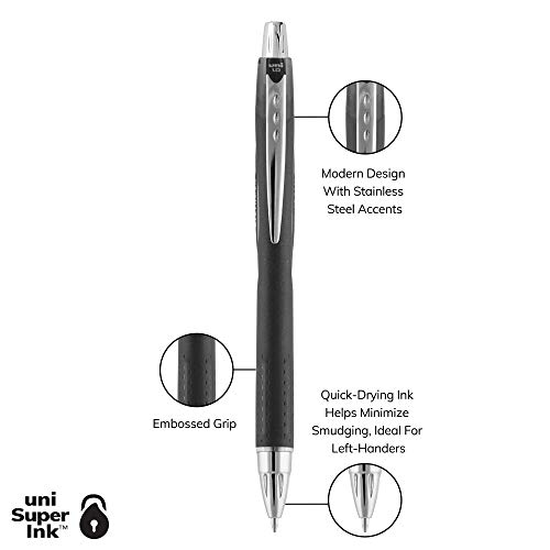 uni-ball Jetstream RT Retractable Ballpoint Pens Medium Point, 1mm, Black, 12 Pack