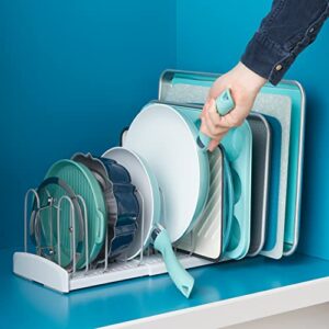 YouCopia StoreMore Expandable Pan and Lid Rack, Adjustable Pot Lid Organizer for Kitchen Storage, 12.5”-22” Wide