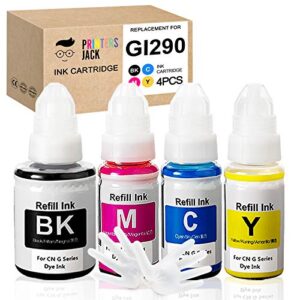 printers jack compatible canon gi-290 refill ink bottle kit for canon pixma g4200, pixma g3200, pixma g4210, pixma g2200, pixma g1200 printers