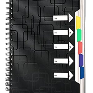 CAGIE Spiral Notebook for Work 240 Pages 5 Subject Notebooks College Ruled with Dividers Tabs A5 Small Spiral Bound Journal for School Office Supplies Note Taking, 5x7, Black