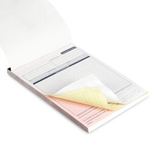 Blue Summit Supplies Contractors Invoice Book, 3 Part Carbonless Forms with White, Yellow, and Pink Copies, Work Order Receipt Book with Blank Invoice Sheets, 8-3/8 x 11-5/8 inch, 50 Pack