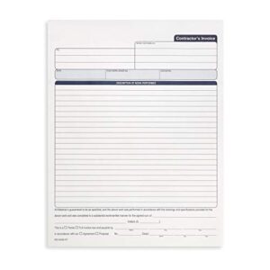 Blue Summit Supplies Contractors Invoice Book, 3 Part Carbonless Forms with White, Yellow, and Pink Copies, Work Order Receipt Book with Blank Invoice Sheets, 8-3/8 x 11-5/8 inch, 50 Pack