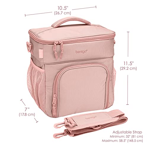 Bentgo® Prep Deluxe Multimeal Bag - Premium Insulation up to 8 Hrs with Water-Resistant Exterior & Interior, Extra Large Lunch Bag Holds 4 Meals & Snacks - Great for All Day Meal Prep (Blush)