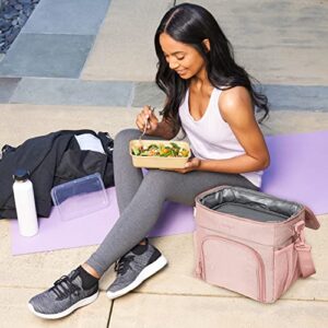 Bentgo® Prep Deluxe Multimeal Bag - Premium Insulation up to 8 Hrs with Water-Resistant Exterior & Interior, Extra Large Lunch Bag Holds 4 Meals & Snacks - Great for All Day Meal Prep (Blush)