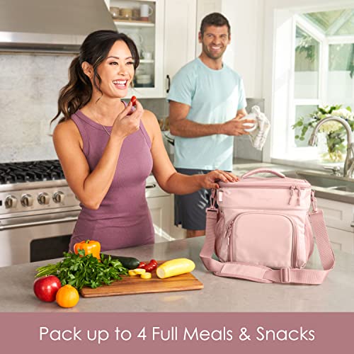 Bentgo® Prep Deluxe Multimeal Bag - Premium Insulation up to 8 Hrs with Water-Resistant Exterior & Interior, Extra Large Lunch Bag Holds 4 Meals & Snacks - Great for All Day Meal Prep (Blush)