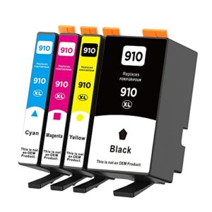 910XL Ink Cartridges Combo Pack Compatible with HP 910XL 910 XL High Yield, Work for OfficeJet Pro 8025e 8035e 8025 8035 8028e 8020 8022 8028 8015 Printer (BCMY-4 Pack)