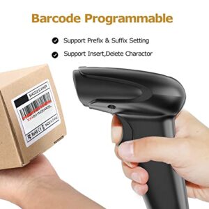 Symcode Wireless Handheld Barcode Scanner Versatile 2-in-1 (2.4Ghz Wireless+USB 2.0 Wired) 328 Feet Transmission Distance Rechargeable 1D Laser Automatic Bar Code Reader Scanner(Black)