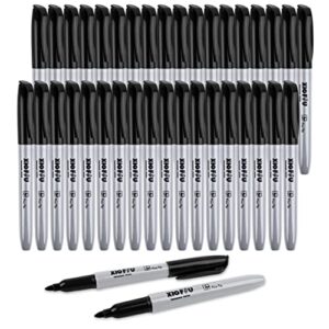 xiofiu permanent markers bulk, 36 pack black permanent marker set, fine tip, waterproof markers, premium smear proof pens, waterproof, quick drying, office supplies for school, office, home