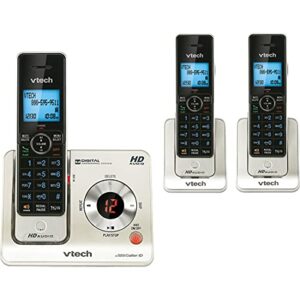 vtech ls6425-3 dect 6.0 expandable cordless phone with answering system and caller id/call waiting, silver with 3 handsets