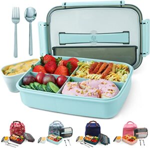 mincoco bento lunch box leak-proof eco-friendly bento box food storage containers with sauce jar and stainless spoon&fork for adults women men kids