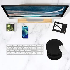 ITNRSIIET Mouse Pad, Ergonomic Mouse Pad with Gel Wrist Rest Support, Gaming Mouse Pad with Lycra Cloth, Non-Slip PU Base for Computer, Laptop, PC, Home, Office & Travel, Black