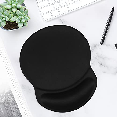 ITNRSIIET Mouse Pad, Ergonomic Mouse Pad with Gel Wrist Rest Support, Gaming Mouse Pad with Lycra Cloth, Non-Slip PU Base for Computer, Laptop, PC, Home, Office & Travel, Black