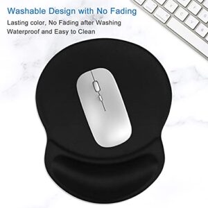 ITNRSIIET Mouse Pad, Ergonomic Mouse Pad with Gel Wrist Rest Support, Gaming Mouse Pad with Lycra Cloth, Non-Slip PU Base for Computer, Laptop, PC, Home, Office & Travel, Black