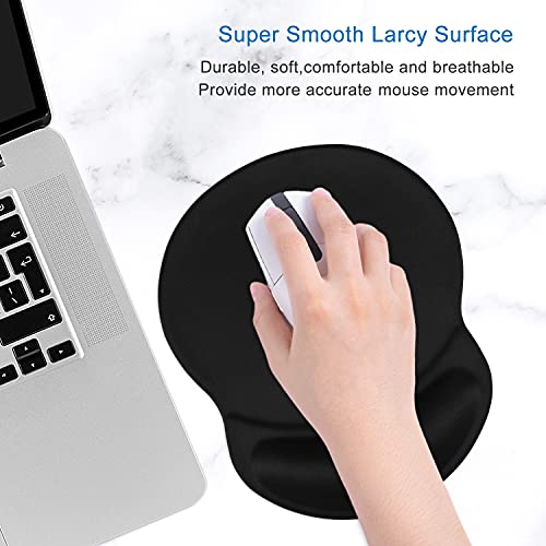 ITNRSIIET Mouse Pad, Ergonomic Mouse Pad with Gel Wrist Rest Support, Gaming Mouse Pad with Lycra Cloth, Non-Slip PU Base for Computer, Laptop, PC, Home, Office & Travel, Black