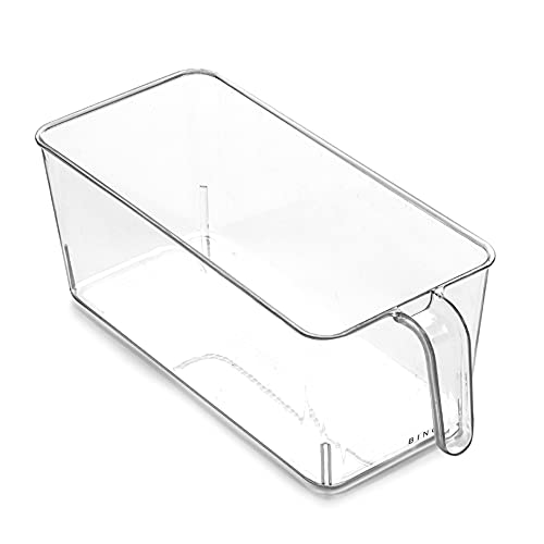 BINO | Clear Storage Organizer | THE HOLDER COLLECTION | Clear Containers for Organizing with Built-in Handles | Pantry Organization and Storage | Fridge Organizer | Smart Storage Bin Cabinet | Medium