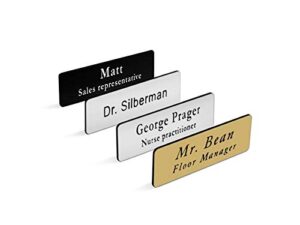 custom personalized engraved name tag/badge for business, with magnet or pin, sizes 1″x3″ or 1.5″x3″ (1″x3″)
