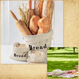 Linen Bread Bags Large Burlap Reusable Drawstring Bread Bags 12 x 15 Inch Unbleached Loaves Pastries Bags Handmade Food Storage for Bakery Picnic Wedding Wrapping Camping (3 Pieces)