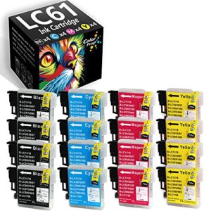 16-pack colorprint compatible lc61 ink cartridge replacement for brother lc-61 lc 61 lc65 lc65 work with mfc-j615w mfc-5895cw mfc-290c mfc-5490cn mfc-790cw mfc-j630w mfc-490cw printer (4bk,4c,4m,4y)