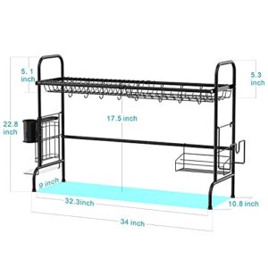 iSPECLE Over The Sink Dish Drying Rack Large Stainless Steel Dish Rack Shelf Over Sink for Kitchen Space Saver, Black