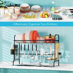 iSPECLE Over The Sink Dish Drying Rack Large Stainless Steel Dish Rack Shelf Over Sink for Kitchen Space Saver, Black