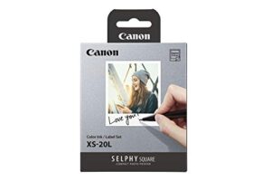 canon color ink/label set xs-20l (20 sheets), compatible to canon selphy square printer