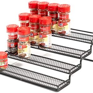 MEIQIHOME 4 Tier Spice Rack Organizer Step Shelf Countertop Spice Storage Holder, for Kitchen Cabinet Cupboard Pantry, Metal, Black