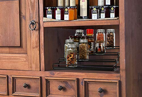 MEIQIHOME 4 Tier Spice Rack Organizer Step Shelf Countertop Spice Storage Holder, for Kitchen Cabinet Cupboard Pantry, Metal, Black