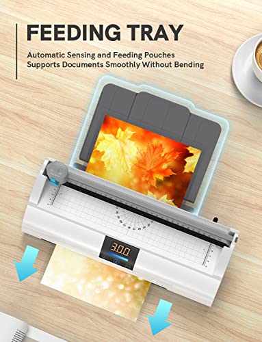 Laminator Machine with Laminating Sheets, 9 Inches Portable Personal Laminating Machine for Teachers School Home Office, Fast Warm-up No Jam No Wrinkles, Thermal Laminator with Paper Cutter