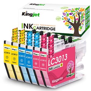 kingjet compatible ink cartridge replacement for brother lc3013 / lc3011 use with mfc-j487dw mfc-j491dw mfc-j497dw mfc-j690dw mfc-j895dw inkjet printers, 6 pack(2cyan 2magenta 2yellow)