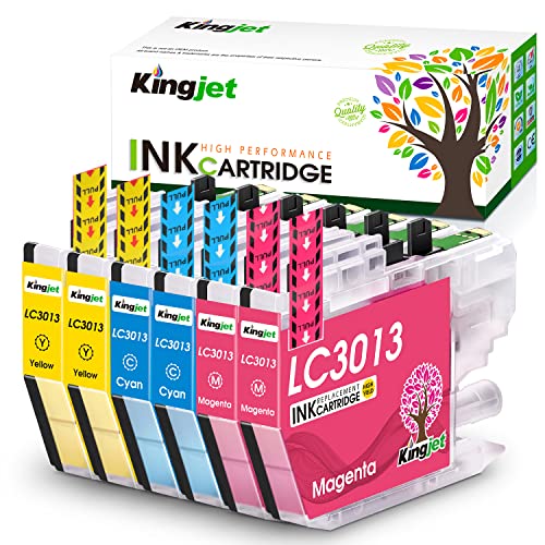 Kingjet Compatible Ink Cartridge Replacement for Brother LC3013 / LC3011 Use with MFC-J487DW MFC-J491DW MFC-J497DW MFC-J690DW MFC-J895DW Inkjet Printers, 6 Pack(2Cyan 2Magenta 2Yellow)