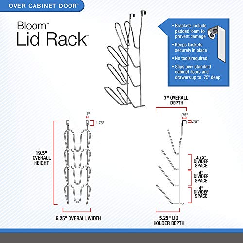 Spectrum Bloom Over the Cabinet Lid Organizer (Chrome) - Storage for Kitchen, Cabinet, Pantry, & Under Sink Organization