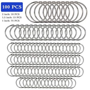 Binder Rings,KASEMI 100pcs Book Rings Assorted Sizes (1,1.5,2 inch) for School,Classroom,Office