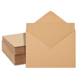 50 pack blank 5×7 note cards and envelopes set, brown a7 notecards for open when letters, birthday, holidays greetings
