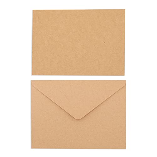 50 Pack Blank 5x7 Note Cards and Envelopes Set, Brown A7 Notecards for Open When Letters, Birthday, Holidays Greetings