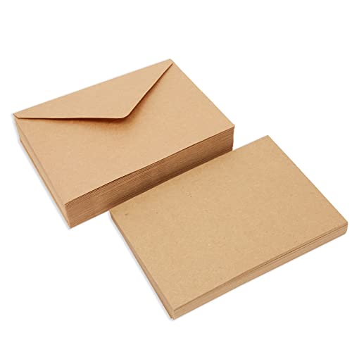 50 Pack Blank 5x7 Note Cards and Envelopes Set, Brown A7 Notecards for Open When Letters, Birthday, Holidays Greetings