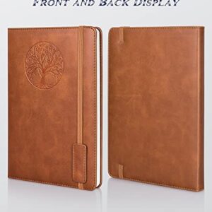 Hardcover Leather Lined Journal Notebook for Women Men,5.7×8.3" Tree of Life Journals for Writing,College Ruled Notebook for Travel,Business,Work,Office,School Note Taking,256 Pages Thick Paper Diary (Brown)