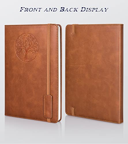 Hardcover Leather Lined Journal Notebook for Women Men,5.7×8.3" Tree of Life Journals for Writing,College Ruled Notebook for Travel,Business,Work,Office,School Note Taking,256 Pages Thick Paper Diary (Brown)