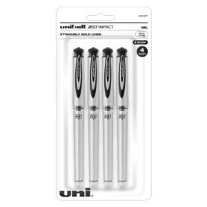uni-ball 207 impact gel pens, bold point (1.0mm), black, 4 count